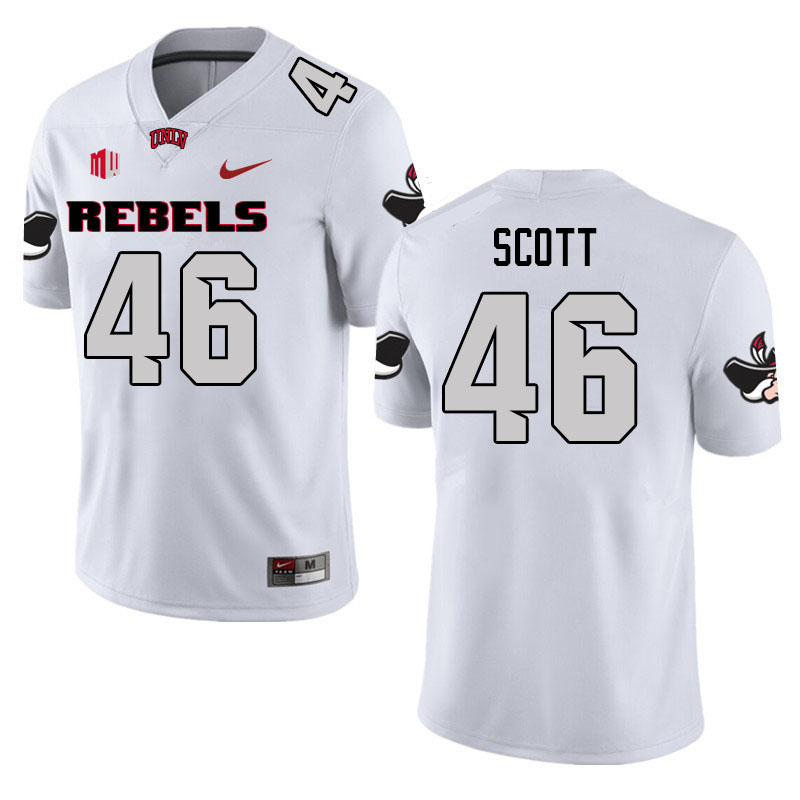 Men #46 Brennon Scott UNLV Rebels College Football Jerseys Stitched Sale-White - Click Image to Close